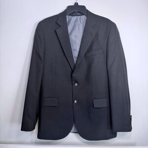 Blazer 100% Wool Classic Fit 40R Dark Gray Stafford Jacket Gingham Lined Men's